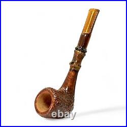 Briar smoking tobacco rusticated wooden freehand artisan with crazy bamboo pipe