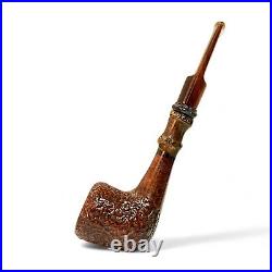 Briar smoking tobacco rusticated wooden freehand artisan with crazy bamboo pipe