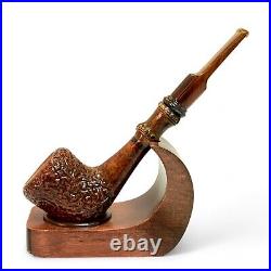 Briar smoking tobacco rusticated wooden freehand artisan with crazy bamboo pipe