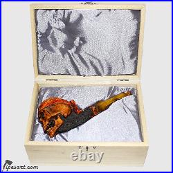 Brilliant Smooth-engraved Skull Smoking Pipe-customized Box-by Master Gechev