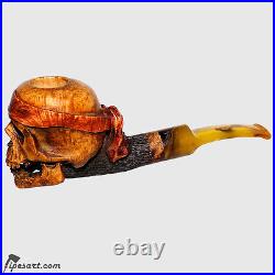Brilliant Smooth-engraved Skull Smoking Pipe-customized Box-by Master Gechev