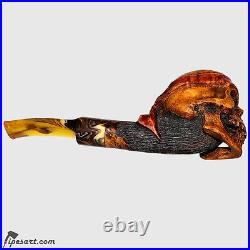 Brilliant Smooth-engraved Skull Smoking Pipe-customized Box-by Master Gechev