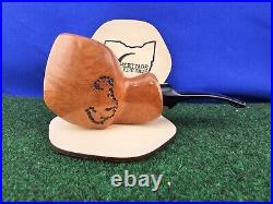 Buckeye Pipe Smooth Semi-Bent Sitter Acrylic Stem Briar Tobacco Pipe, Unsmoked