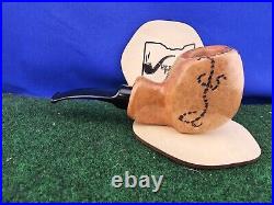 Buckeye Pipe Smooth Semi-Bent Sitter Acrylic Stem Briar Tobacco Pipe, Unsmoked