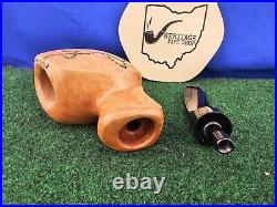 Buckeye Pipe Smooth Semi-Bent Sitter Acrylic Stem Briar Tobacco Pipe, Unsmoked