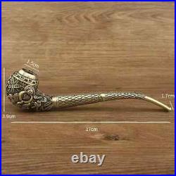 Buddha Leaf Pipe Solid Brass Many Accessories Gift Boxed Gold Smoking Aid Curio
