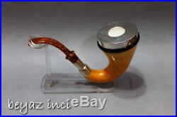 C124 Original African Gourd Calabash Block Meerschaum Stone Bowl Tobacco Pipe
