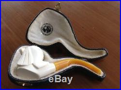 CAO Vintage 1980's handcrafted MEERSCHAUM Carved TOBACCO PIPE NEVER USED