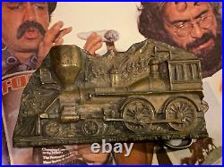 CAPT HAWKS TRAIN VINTAGE 1970's BELT BUCKLE withHIDDEN TOBACCO PIPE -NICE