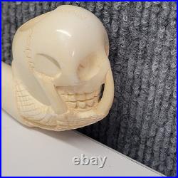 CUSTOM HAND CARVED MEERSCHAUM SKULL SMOKING PIPE MADE IN TURKEY WithCASE