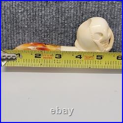 CUSTOM HAND CARVED MEERSCHAUM SKULL SMOKING PIPE MADE IN TURKEY WithCASE