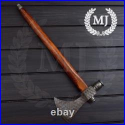 CUSTOM Handforged DAMASCUS STEEL Smoking Pipe TOMAHAWK Axe, HATCHET 20 In
