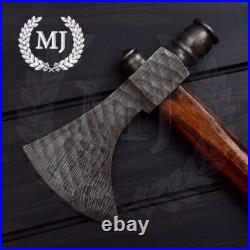 CUSTOM Handforged DAMASCUS STEEL Smoking Pipe TOMAHAWK Axe, HATCHET 20 In