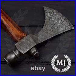 CUSTOM Handforged DAMASCUS STEEL Smoking Pipe TOMAHAWK Axe, HATCHET 20 In