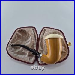 Calabash Mahogany Pipe handmade ornate block meerschaum bowl CPW Calabash 19