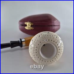 Calabash Mahogany Pipe handmade ornate block meerschaum bowl CPW Calabash 59
