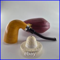 Calabash Mahogany Pipe handmade ornate block meerschaum bowl CPW Calabash 59