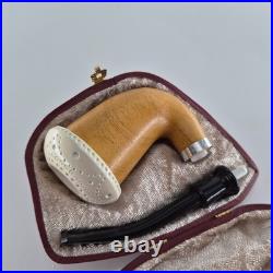 Calabash Mahogany Pipe handmade ornate block meerschaum bowl CPW Calabash 59