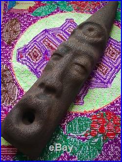 Carved Ceremonial Wooden Shaman Tobacco Pipe Visionary Art, Ayahuasca Amazonian
