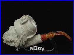 Cavalier Feather hat block Meerschaum Pipe smoking Gift sea foam Big Bowl 8301