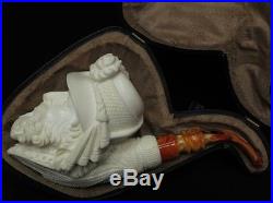 Cavalier Feather hat block Meerschaum Pipe smoking Gift sea foam Big Bowl 8301
