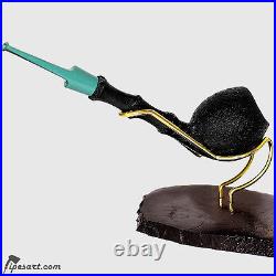 Charming Deep Sandblasted-bamboo Smoking Pipe Kit By American Master Cochey