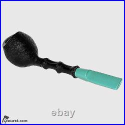 Charming Deep Sandblasted-bamboo Smoking Pipe Kit By American Master Cochey