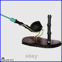 Charming Deep Sandblasted-bamboo Smoking Pipe Kit By American Master Cochey
