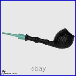 Charming Deep Sandblasted-bamboo Smoking Pipe Kit By American Master Cochey