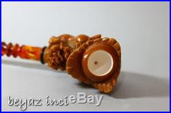 Churchwarden Hunting Dog And Bird Meerschaum Smoking Pipe Handmade By Fyavuz