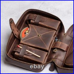 Churchwarden Pipe Case Leather Tobacco Pipe Holder for Long Smoking Pipes