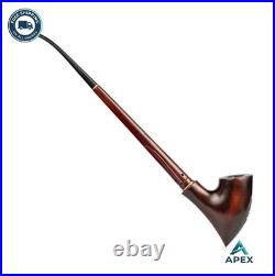 Churchwarden Tobacco Pipe 13.4 Inch Pear Wood Acrylic Fishtail Stem Hand Carved