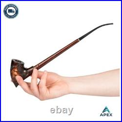 Churchwarden Tobacco Pipe 13.4 Inch Pear Wood Acrylic Fishtail Stem Hand Carved