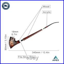 Churchwarden Tobacco Pipe 13.4 Inch Pear Wood Acrylic Fishtail Stem Hand Carved