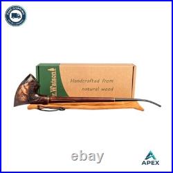 Churchwarden Tobacco Pipe 13.4 Inch Pear Wood Acrylic Fishtail Stem Hand Carved