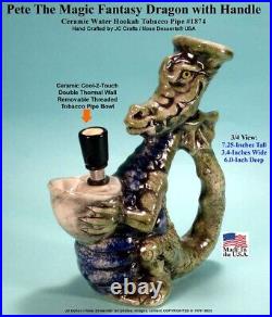 Classic 70s Style Pete Magic Dragon Ceramic Rumph Water Hookah Tobacco Bong Pipe