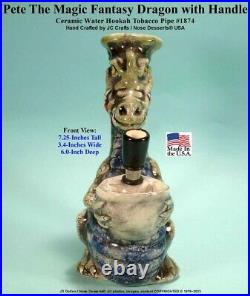 Classic 70s Style Pete Magic Dragon Ceramic Rumph Water Hookah Tobacco Bong Pipe