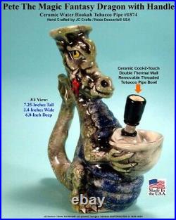 Classic 70s Style Pete Magic Dragon Ceramic Rumph Water Hookah Tobacco Bong Pipe