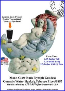 Classic Celestial Moon & Nude Fairy Nymph Ceramic Glass Tobacco Bong Water Pipe