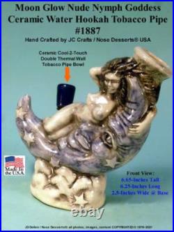 Classic Celestial Moon & Nude Fairy Nymph Ceramic Glass Tobacco Bong Water Pipe