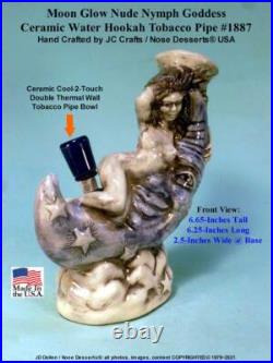 Classic Celestial Moon & Nude Fairy Nymph Ceramic Glass Tobacco Bong Water Pipe