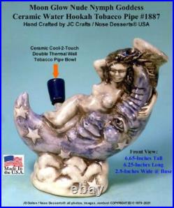 Classic Celestial Moon & Nude Fairy Nymph Ceramic Glass Tobacco Bong Water Pipe