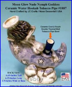 Classic Celestial Moon & Nude Fairy Nymph Ceramic Glass Tobacco Bong Water Pipe