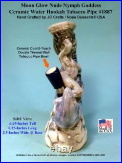 Classic Celestial Moon & Nude Fairy Nymph Ceramic Glass Tobacco Bong Water Pipe