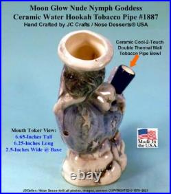 Classic Celestial Moon & Nude Fairy Nymph Ceramic Glass Tobacco Bong Water Pipe