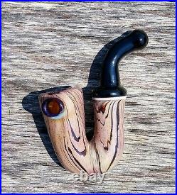 Classic Styled Briar Woodgrain Glass Tobacco Pipe Sherlock