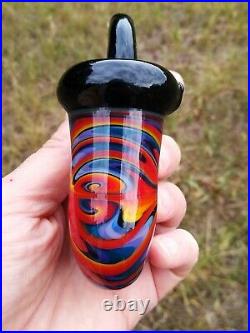 Classic Styled Fire Water Linework Glass Tobacco Pipe Sherlock