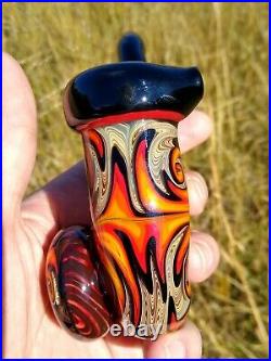 Classic Styled Fire Wood Linework Glass Tobacco Pipe Sherlock