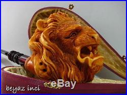 Collectible Angry Lion Meerschaum Smoking Pipe Pfeife Pipa By Kenan