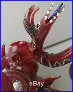 Collectible Dragon Glass 8 Hammer Bubbler Tobacco Pipe withFlower Accent & Spikes